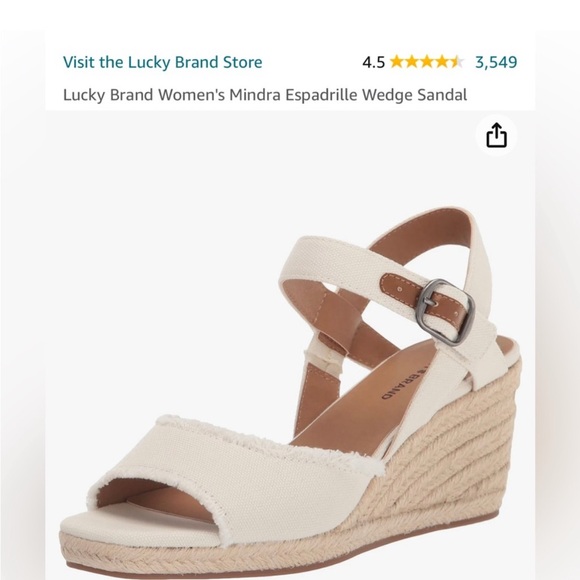 Lucky Brand Cream Espadrille Wedge Sandals - Picture 1 of 3